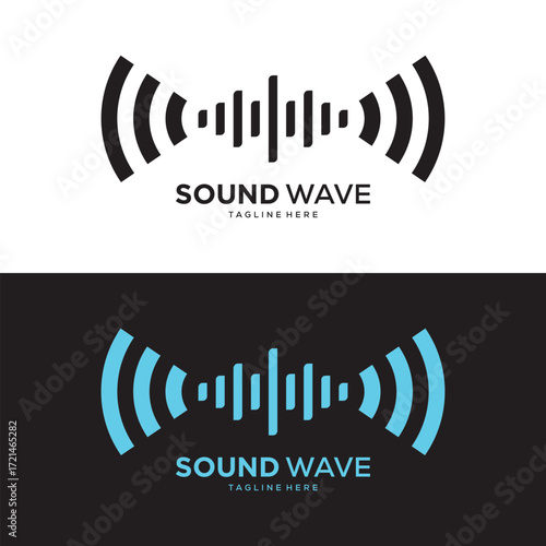 Sound wave icon for voice recognition in virtual assistant, speech signal. Abstract audio wave, voice command control, outline acoustic waveform.