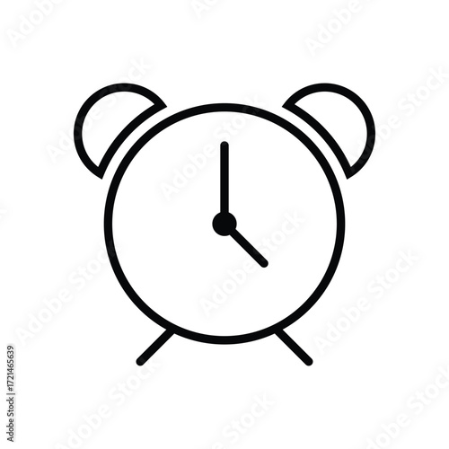 Classic Alarm Clock Line Icon — Time and Punctuality Vector Illustration