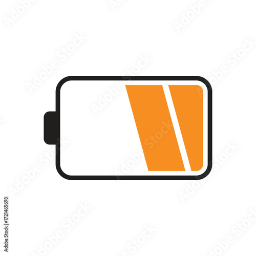 Low Battery Icon — Orange Warning Power Level Vector