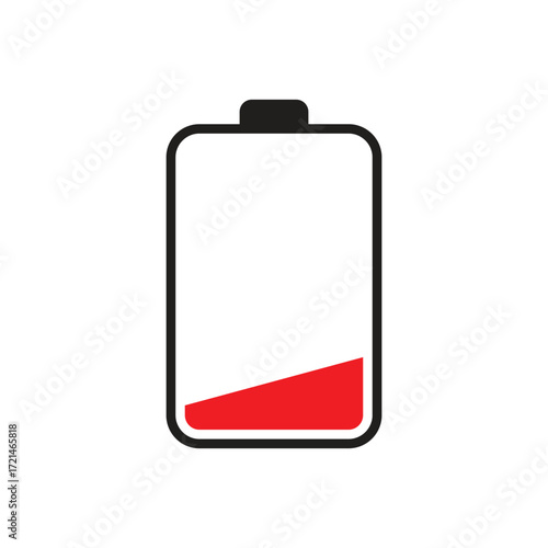  Low Battery Icon — Critical Power Level Vector Illustration