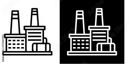 Industrial Plant  Icon Set White Style Collection