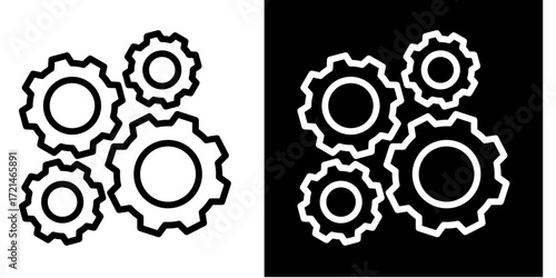 Gear Mechanism  Icon Set White Style Collection
