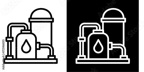 Oil Refinery  Icon Set White Style Collection