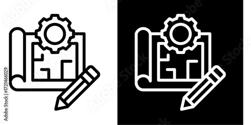 Blueprint Plan  Icon Set White Style Collection