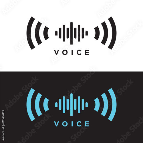 Sound wave icon for voice recognition in virtual assistant, speech signal. Abstract audio wave, voice command control, outline acoustic waveform.