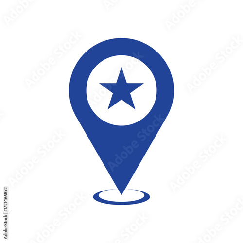 Blue Location Pin with Star Icon – Favorite Place Marker Vector for Maps and Navigation
