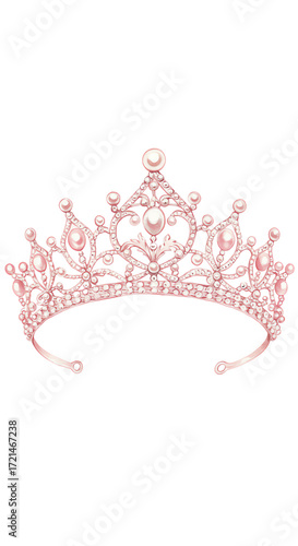 Elegant Rose Gold Tiara with Pearls