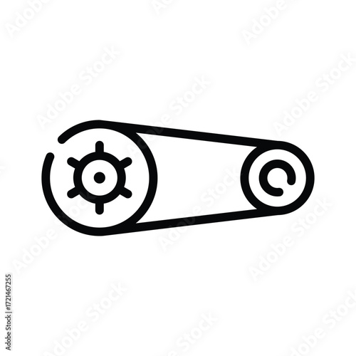 Automotive belt spare part illustration for repair, garage, and maintenance.