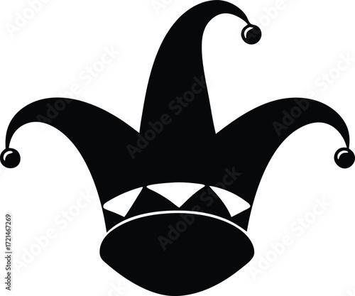 mardi gras jester hat masquerade symbol vector, new orleans hat silhouette illustration
