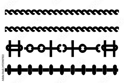 Collection of various chain designs, showcasing different styles, patterns, and materials used in decorative and functional applications
