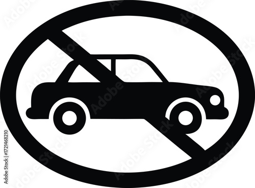 no car parking sign silhouette vector, prohibited parking illustration
