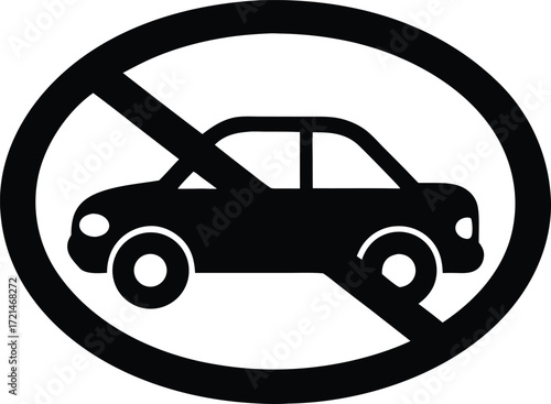 no car parking sign silhouette vector, prohibited parking illustration
