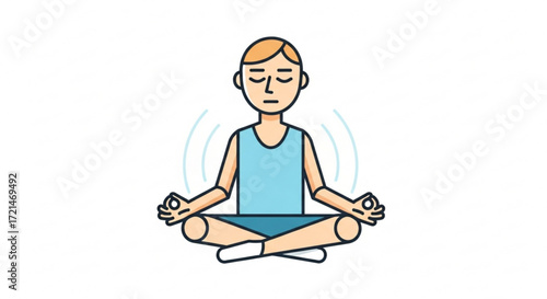 A person is meditating in the lotus position, radiating calmness and inner peace, a simple illustration of mindfulness