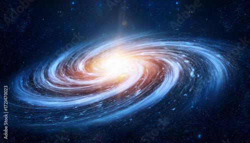 Radiant Spiral Galaxy In Deep Space With Bright Center Glow
