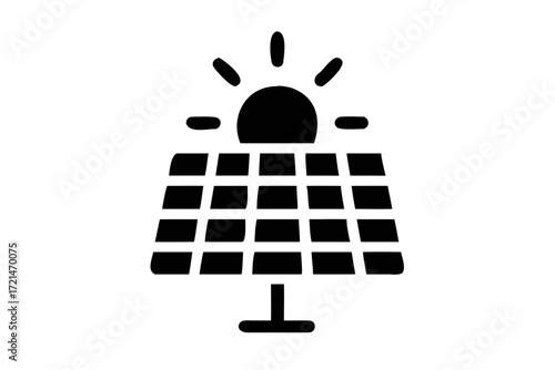 Solar panel icon symbol of renewable energy, ecology, green technology, and sustainable development clean power generation