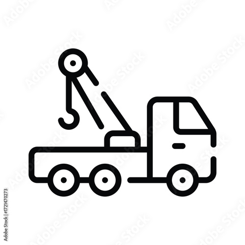 Line icon of tow truck for garage, service, and mechanic use.