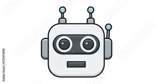 Cute robot head, symbolizing artificial intelligence, automation, technology, and the future of robotics