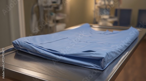 Wallpaper Mural Clean Blue Surgical Sheet on Metal Tray Ready for Medical Procedure Torontodigital.ca