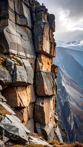 Rocky cliff face, mountain scenery