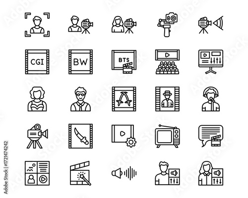 Filmmaking Line Vector Icons