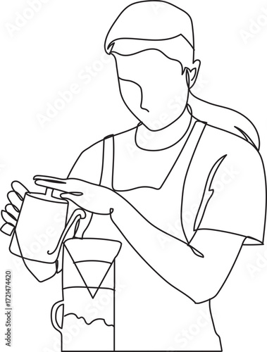 Barista Making Hand Drip coffee