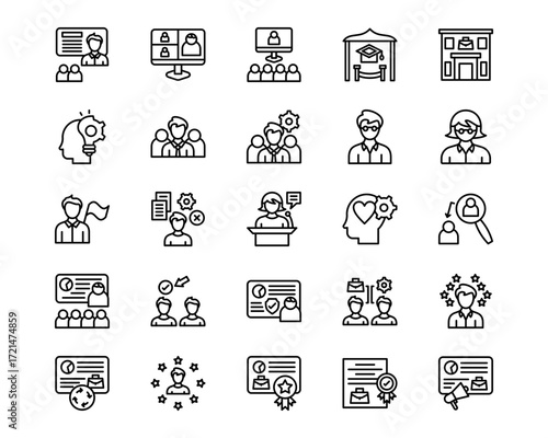 Business Training Line Vector Icons