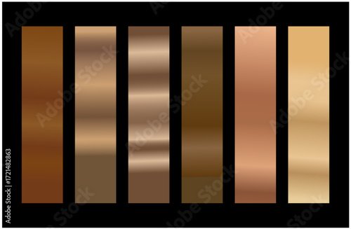 Gradient Gold Color Shades Swatches Set Palette Abstract Graphic Design Vector Illustration