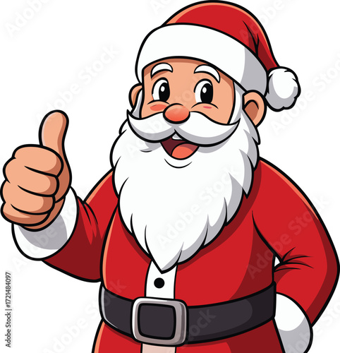 Cartoon Santa Claus giving thumbs up Christmas holiday