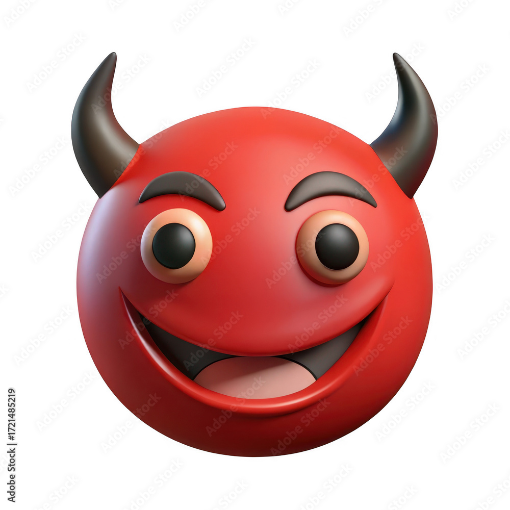 Obraz premium 3d devil emoji with horns isolated on transparent background