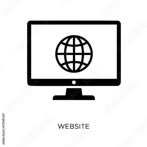 Computer monitor displaying globe icon symbolizing global internet connectivity and online presence