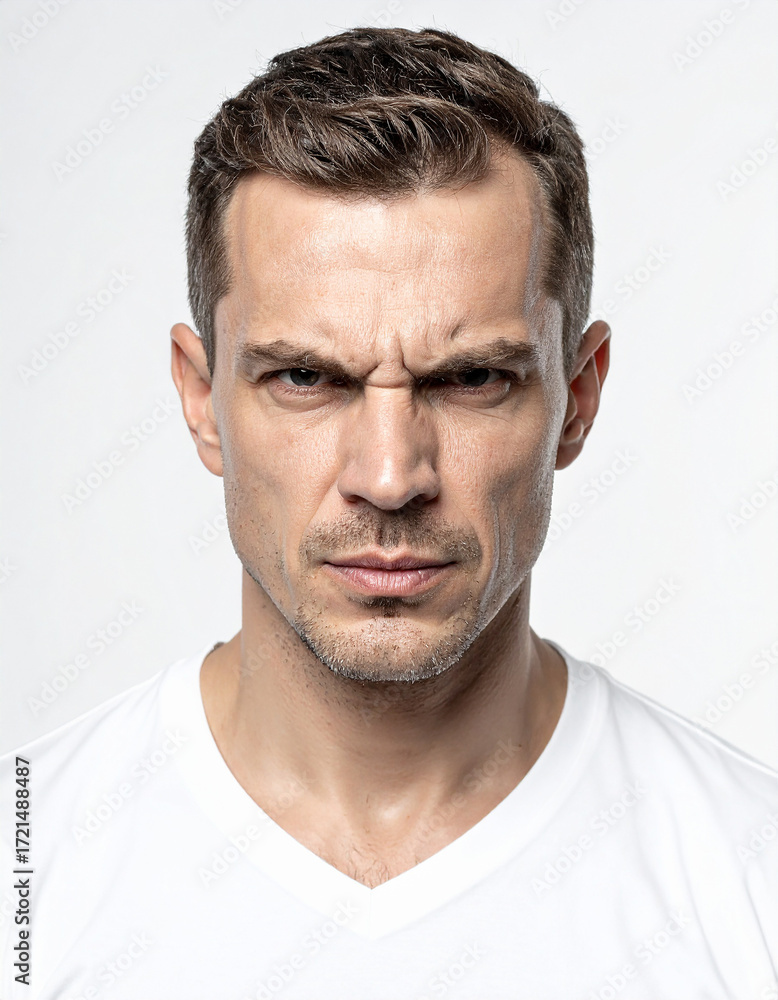 Obraz premium Studio portrait of an angry man on white background