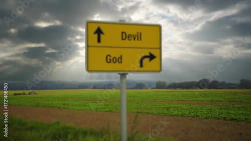 Signposts the direct way to god versus devil