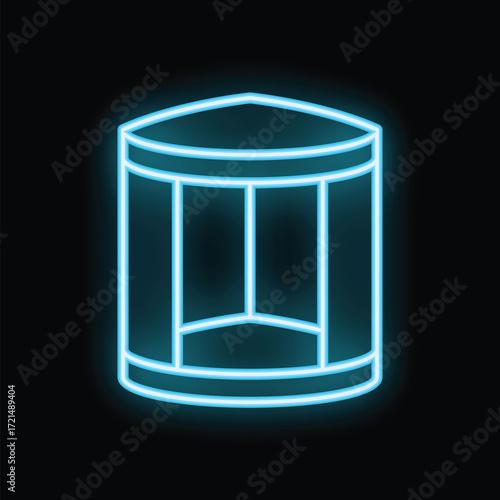 Glowing neon line turnstile gate icon isolated on black background. Vector illustration