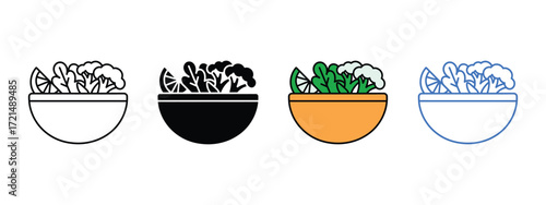 Salad bowl icon vector. create a vibrant and fresh aesthetic for your food projects and wellness promotions now symbol. vector illustration.