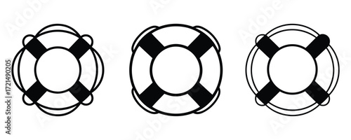 life preservers arranged. set of life preservers icons
