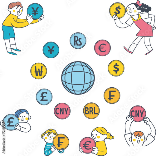 世界の通貨を学ぶ子どもたち　多様な通貨単位とグローバル経済
