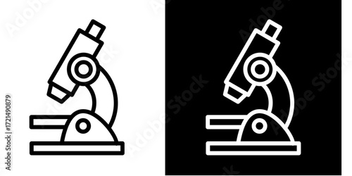 Microscope  Icon Set White Style Collection