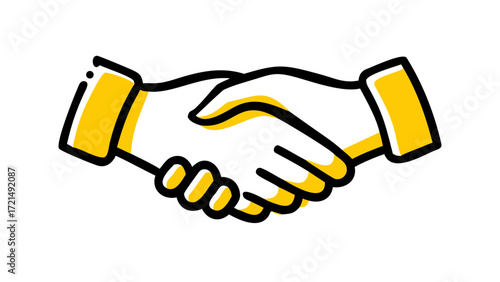 Handshake line icon symbolizing a business partnership, successful deal, and mutual agreement. Doodle vector illustration for cooperation and trust