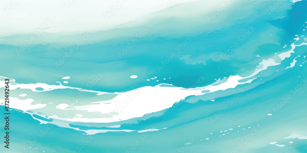 Obraz premium Abstract Aqua Blue Watercolor Wash with Minimal Gradient Flow and Ocean Inspired Artistic Paper Texture for Branding