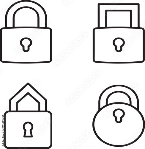 padlock icon set, Lock and Key Symbols

