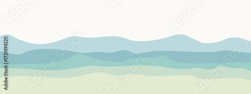 Minimal abstract pastel landscape with soft waves, tranquil vector background for yoga, balance, and relaxation concepts