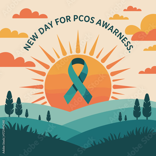 New Day Sunrise PCOS Awareness Ribbon