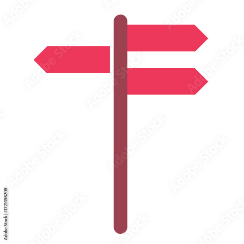 Red Directional Signpost with Dark Gray Pole.