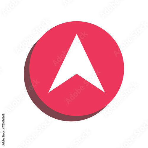 Upward Pointing White Arrow Inside a Red Circle with Shadow. Free Download Upward Pointing White Arrow Inside a Red Circle with Shadow. - GFXLoad