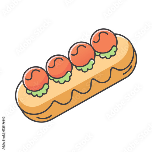 Delicious Cream Filled Eclair with Mandarin Orange Topping and Green Cream