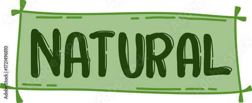 Nature logo label Hand Drawn with leaves, Emblem for organic natural product, bio, healthy food. Sticker for badge, tag packaging Isolated vector illustration