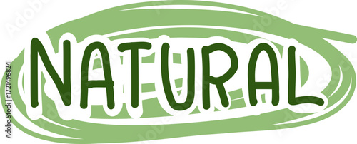 Nature logo label Hand Drawn with leaves, Emblem for organic natural product, bio, healthy food. Sticker for badge, tag packaging Isolated vector illustration