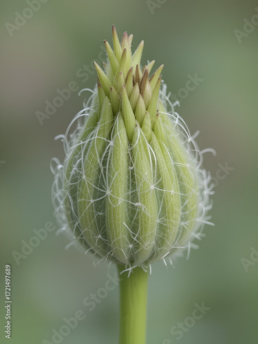 Scentless Mayweed (Tripleurospermum inodorum). Budding Capitulum Closeup