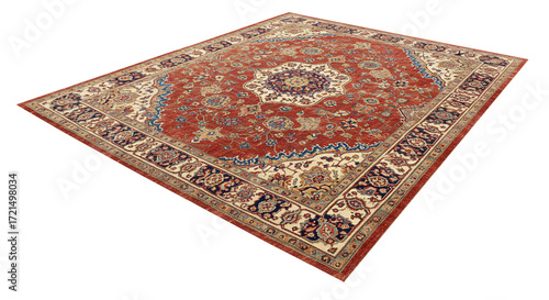 Traditional Patterned Rug Isolated on Transparent Background — Karpet Pola Tradisional Isolasi di Latar Transparan