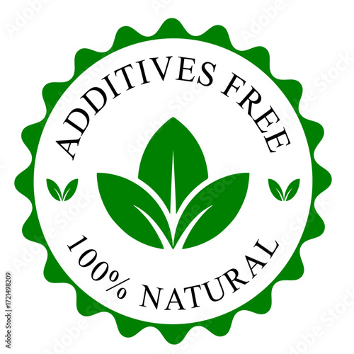 Additives free vector logo template. Can be used for badge. This design is round with green color.